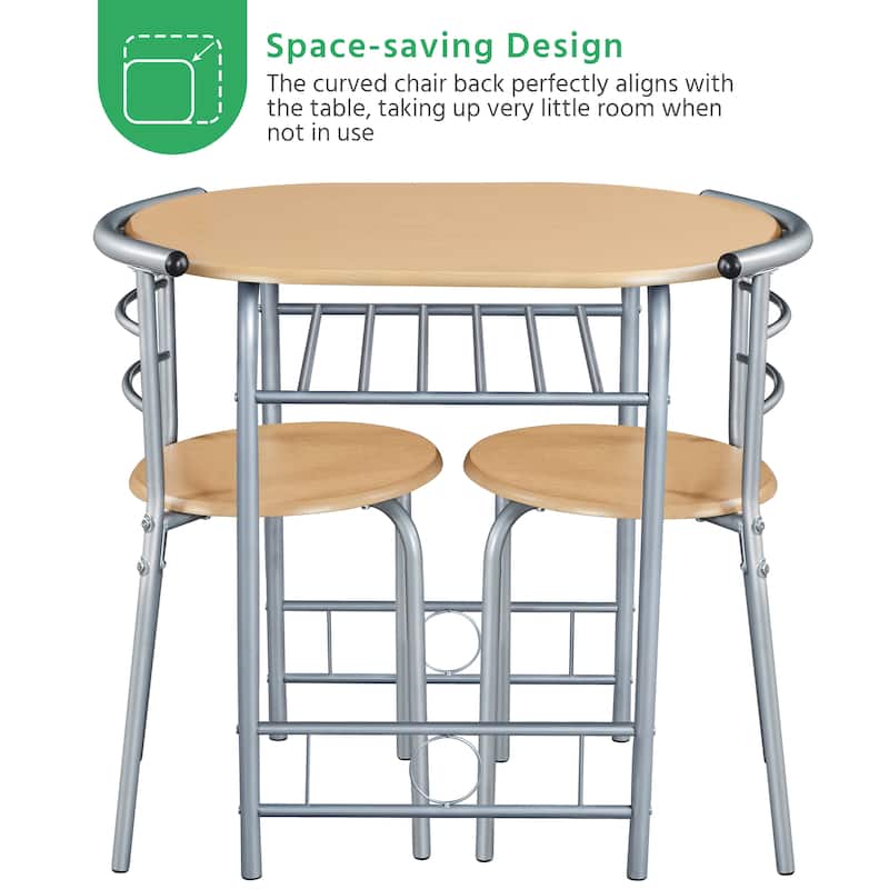 Yaheetech Modern Round Dining Table Set, 3 Piece Dining Room Sets for Kitchens, Apartments