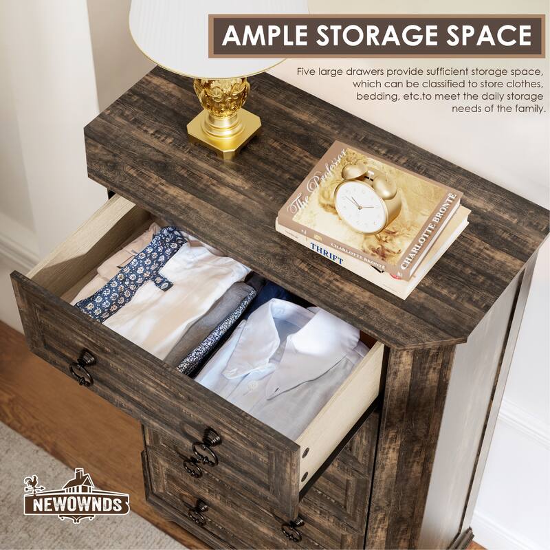 Farmhouse Wooden Dresser with Charging Station