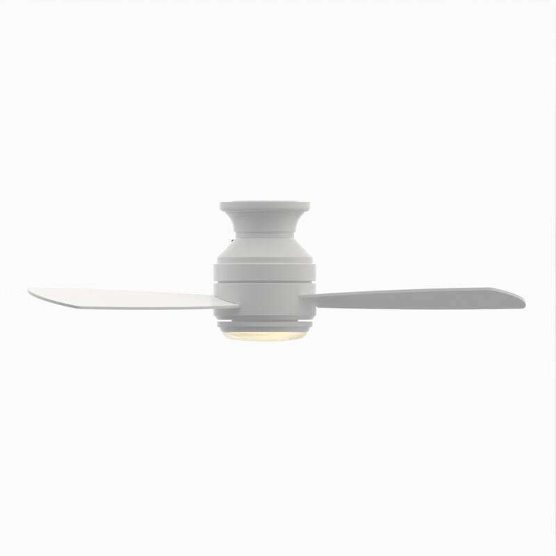 Fanimation Studio Collection Level 44 inch Matte White Flush Mount Ceiling Fan with LED Light and Wall Control