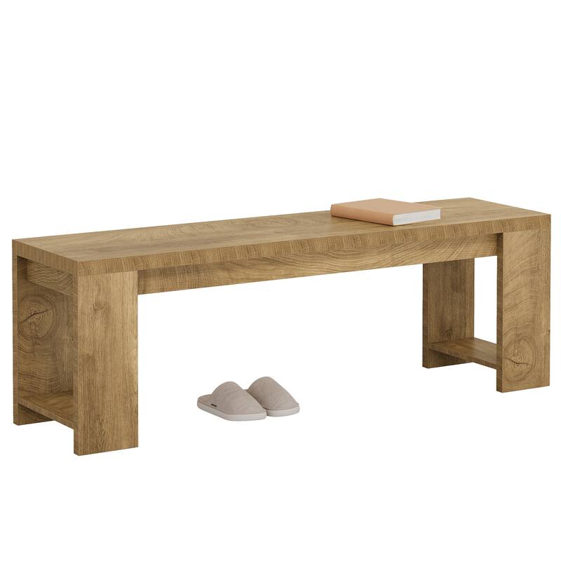 47.2" Wooden Entryway Bench, Hallway Foyer Shoe Storage Accent Bench for Bedroom
