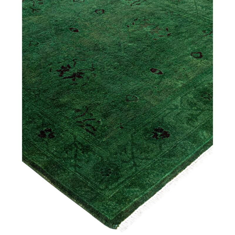 Overdyed One-of-a-Kind Hand-Knotted Area Rug - Green - 3' 1" x 13' 0"