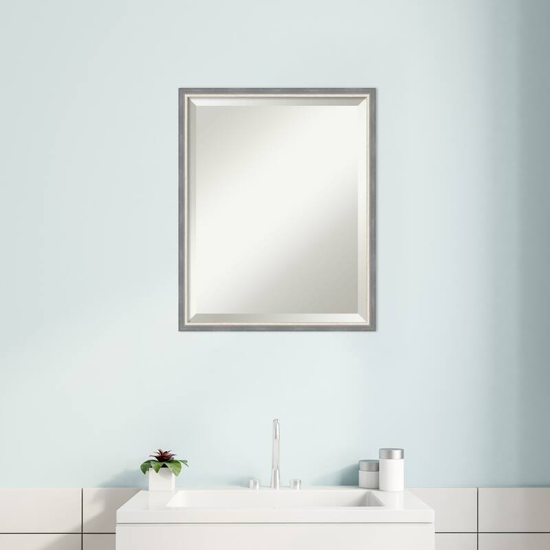 Theo Narrow Beveled Wood Framed Bathroom Vanity Wall Mirror