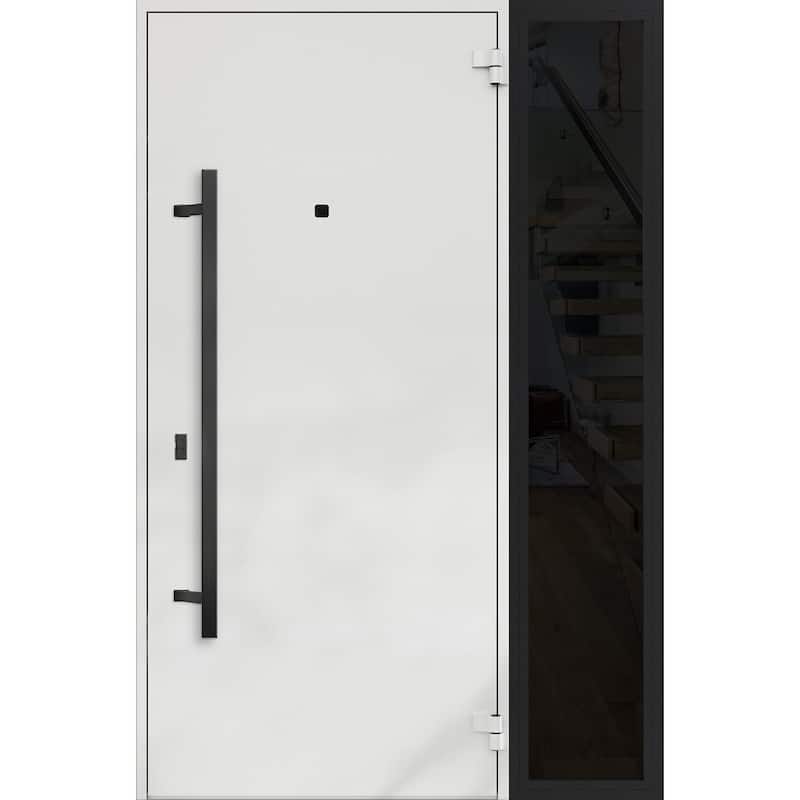 Front Prehung Steel Door 6072 Black Enamel Side and Top Window Sidelite W36+14xH80+16 Lh I Bedroom Door Bathroom Door