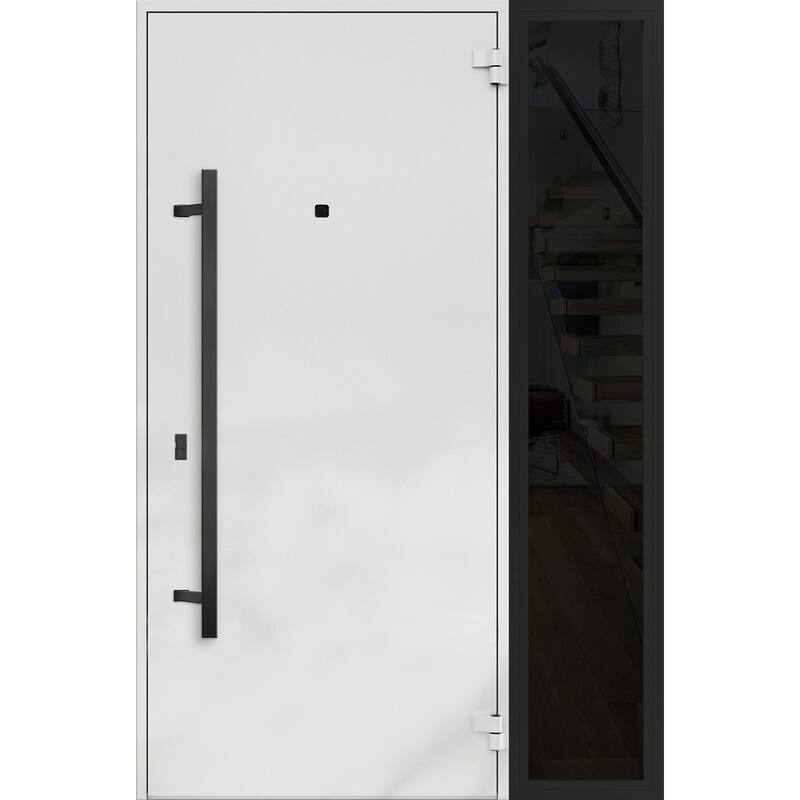 Exterior Prehung Steel Entry Door Ronex 0131 Grey 2 Sidelites Top Window Stainless Steel Inserts 16+36+16x96 Left Hand