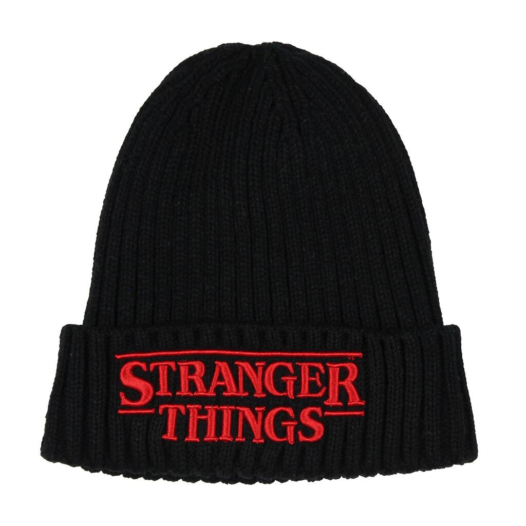 Stranger Things Embroidered 3D Logo Adult Novelty Knit Cuff Beanie Winter Hat Cold Weather Fleece Lined OSFM Men Women