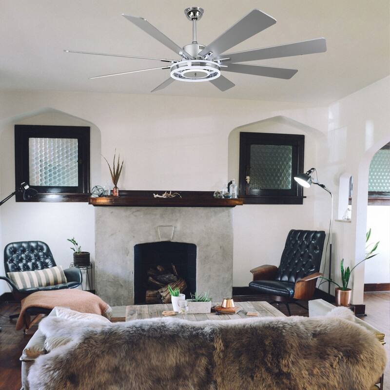 Cusp Barn 72" Modern LED Ceiling Fan with Lights and Remote, Reversible 6 Speeds Chandelier Ceiling Fan for Large Room