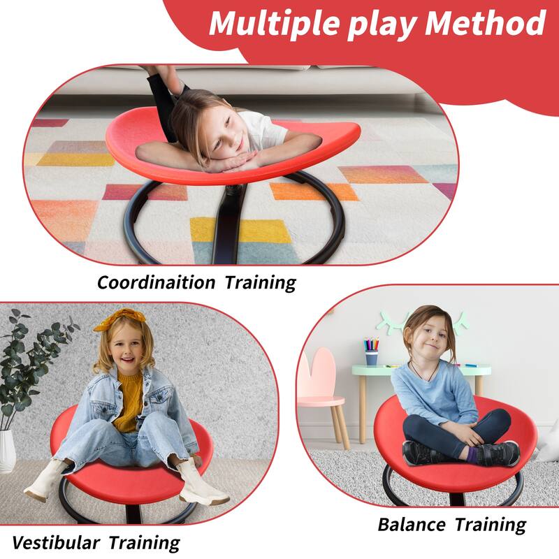 KIds Sensory Swivel Chair For Children With Autism, Sensory Toys For Children With ADHD, Training Body Coordination, Red