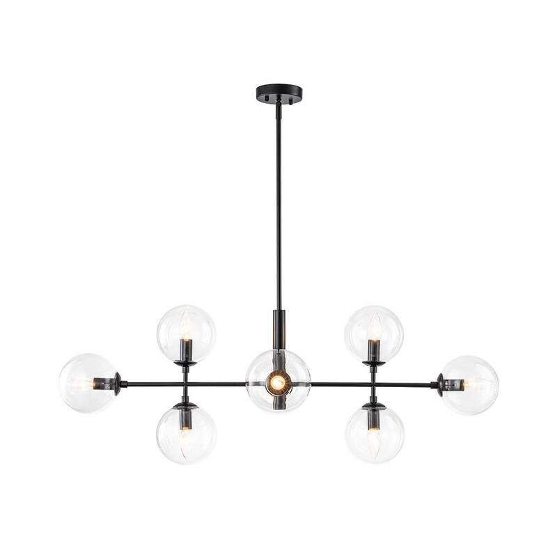 Mid-Century 8-Light Clear Glass Globe Sputnik Island Chandelier