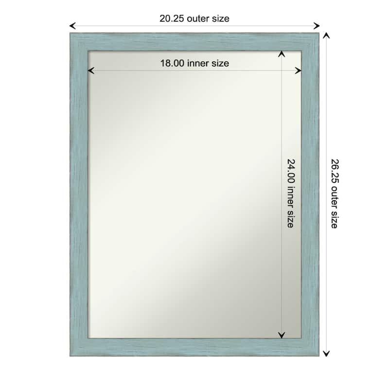 Non-Beveled Wood Bathroom Wall Mirror - Sky Blue Rustic Frame - 20 x 26 in - Sky Blue Rustic