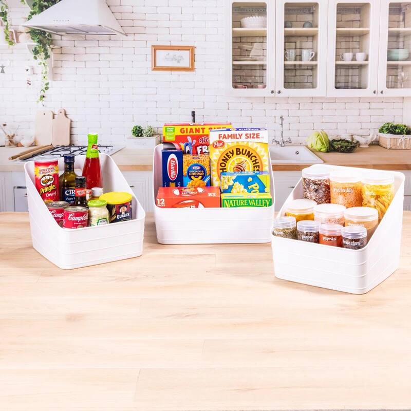 Slanted Flex Organizer Bin, 4 Pack, White