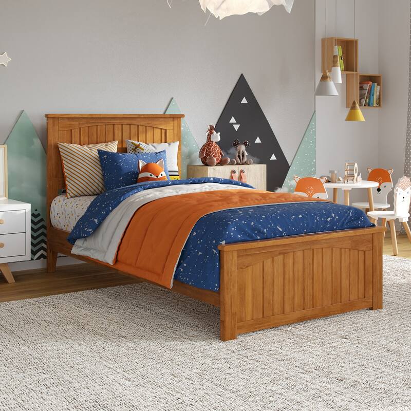 Naples Solid Wood Low Profile Platform Bed with Matching Footboard - Light Toffee - Twin