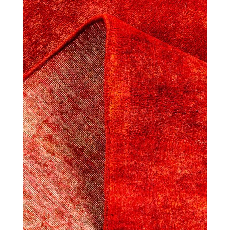 Overton Hand Knotted Wool Vintage Inspired Modern Contemporary Overdyed Red Area Rug - 4' 3" x 6' 1"