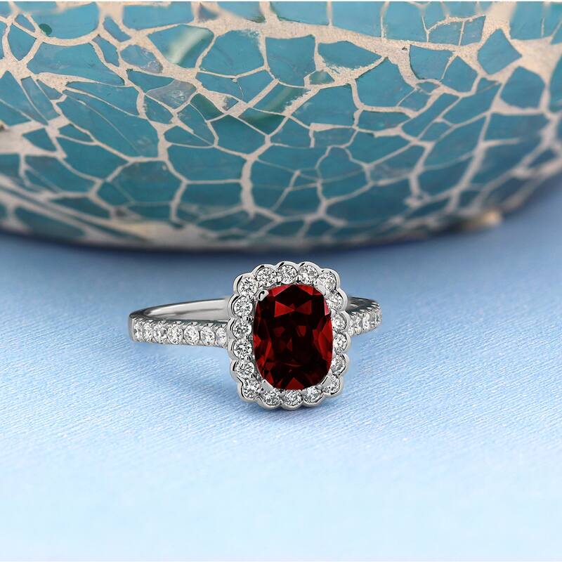 Auriya Vintage 1 1/3ct Cushion-cut Garnet Halo Diamond Engagement Ring 1/2ctw 14k Gold