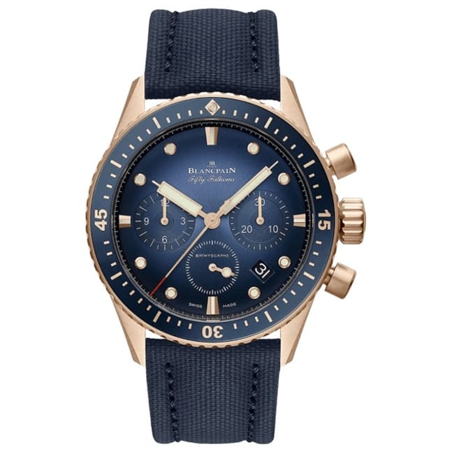 Blancpain Fifty Fathoms Chronogragh Men's Watch - Rose Gold and Blue - 43mm