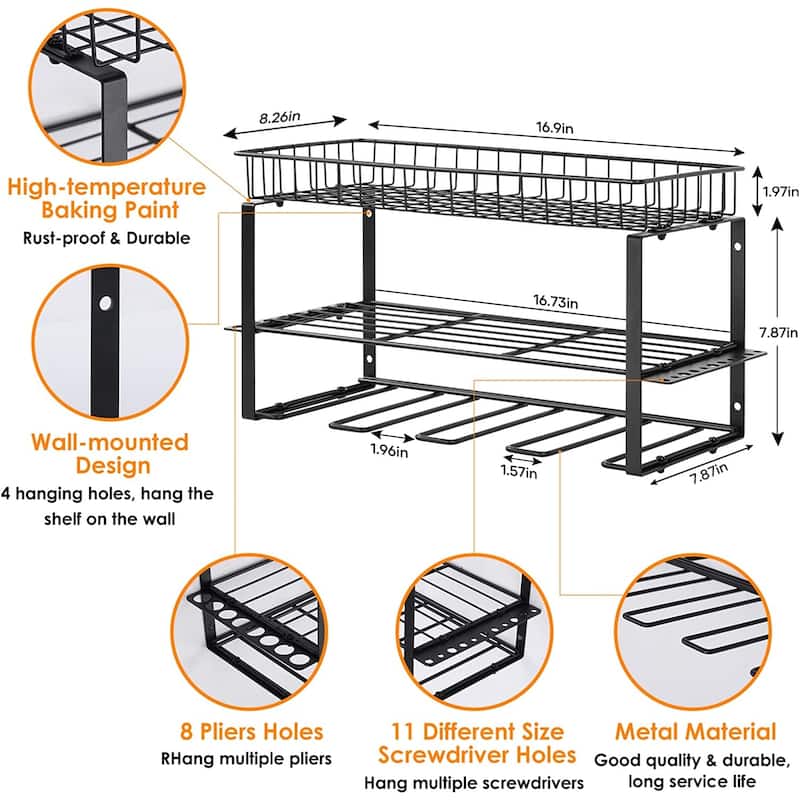 Power Tool Storage Rack with Basket