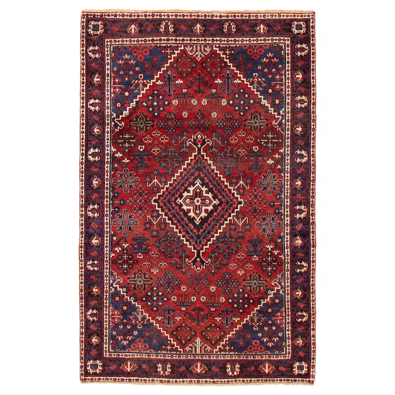 ECARPETGALLERY Hand-knotted Anadol Red Wool Rug - 4'2 x 6'7 - Dark Red - 4'2 x 6'7