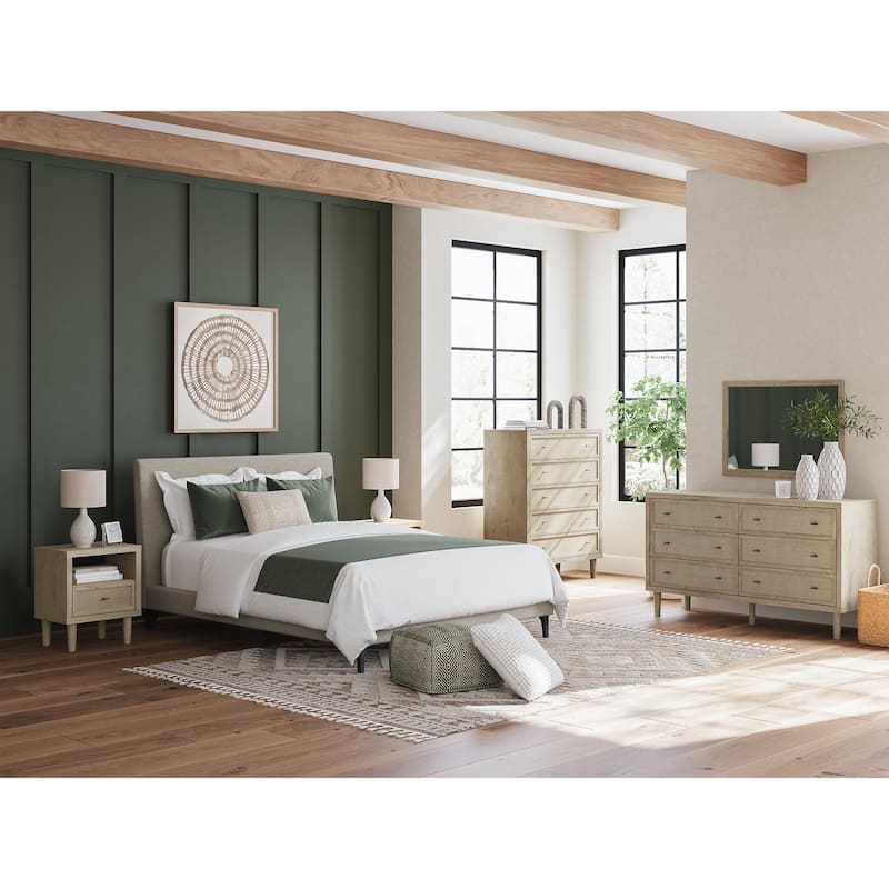 Signature Design by Ashley Cielden Soft Gray Queen Upholstered Bed with Roll Slats