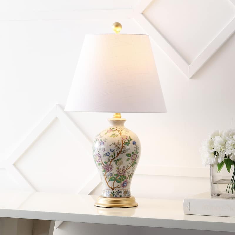Grace 24" Floral LED Table Lamp, Multi/Brass by JONATHAN Y