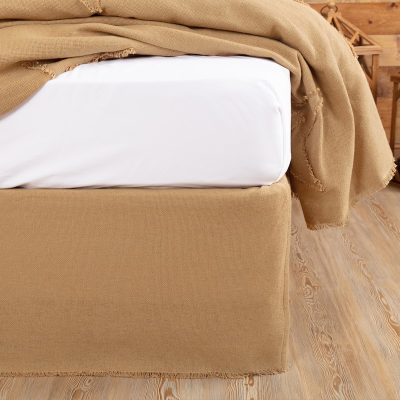 Burlap Fringed Bed Skirt - Queen