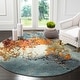 preview thumbnail 10 of 41, SAFAVIEH Glacier Stephaine Modern Abstract Rug 10' Round - Blue/Multi