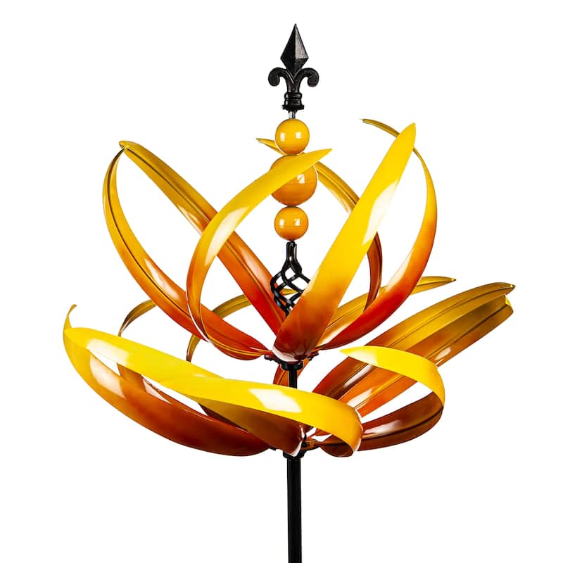 91 in. Yellow Lotus Wind Spinner
