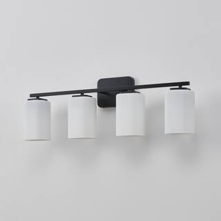 KAWOTI Modern & Contemporary Vanity Light with Frosted Glass Shade - 4-Light(W28.5'')