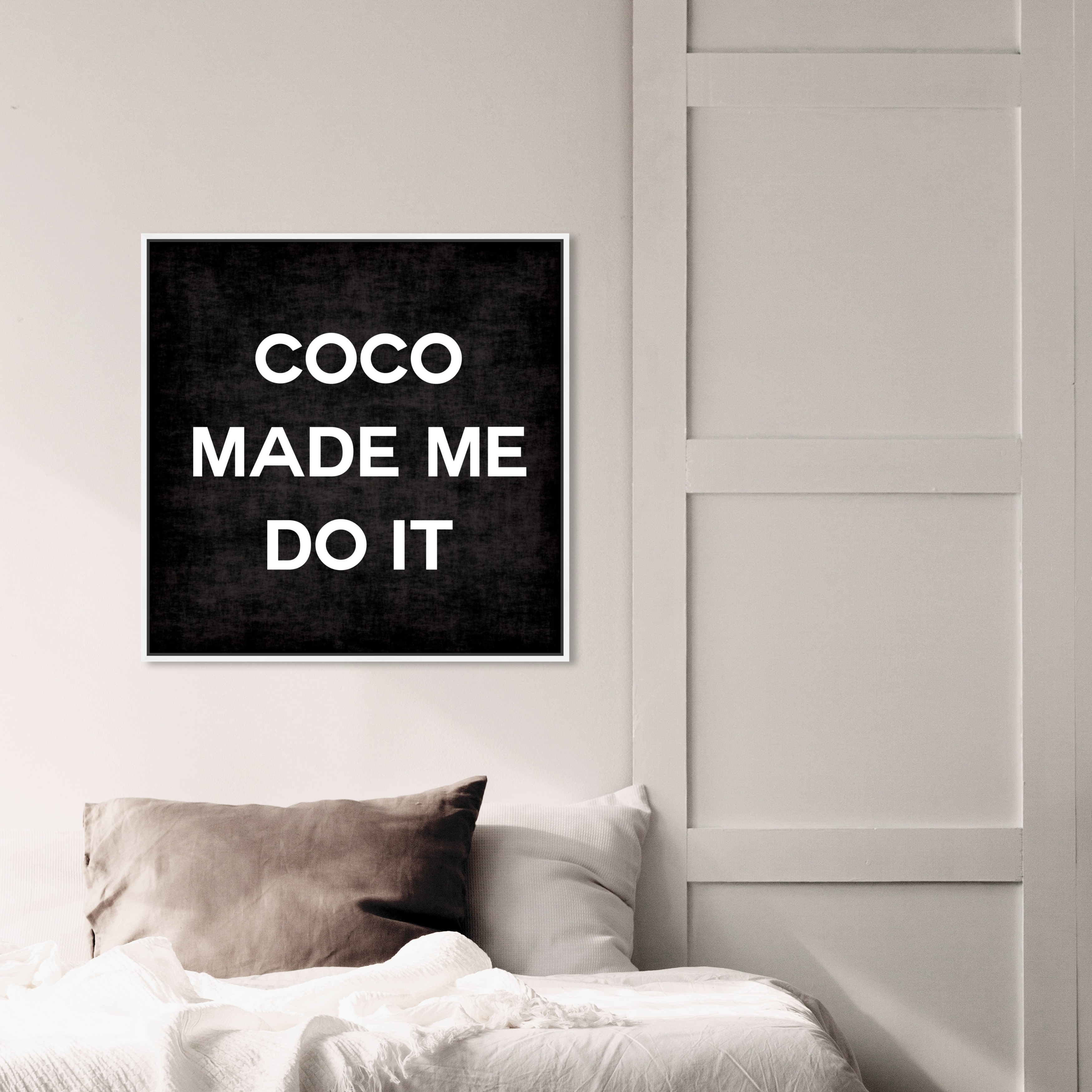 Oliver Gal 'Coco Made Me' Typography and Quotes Wall Art Framed Canvas  Print Fashion Quotes and Sayings - Black, White - Bed Bath & Beyond -  31794502