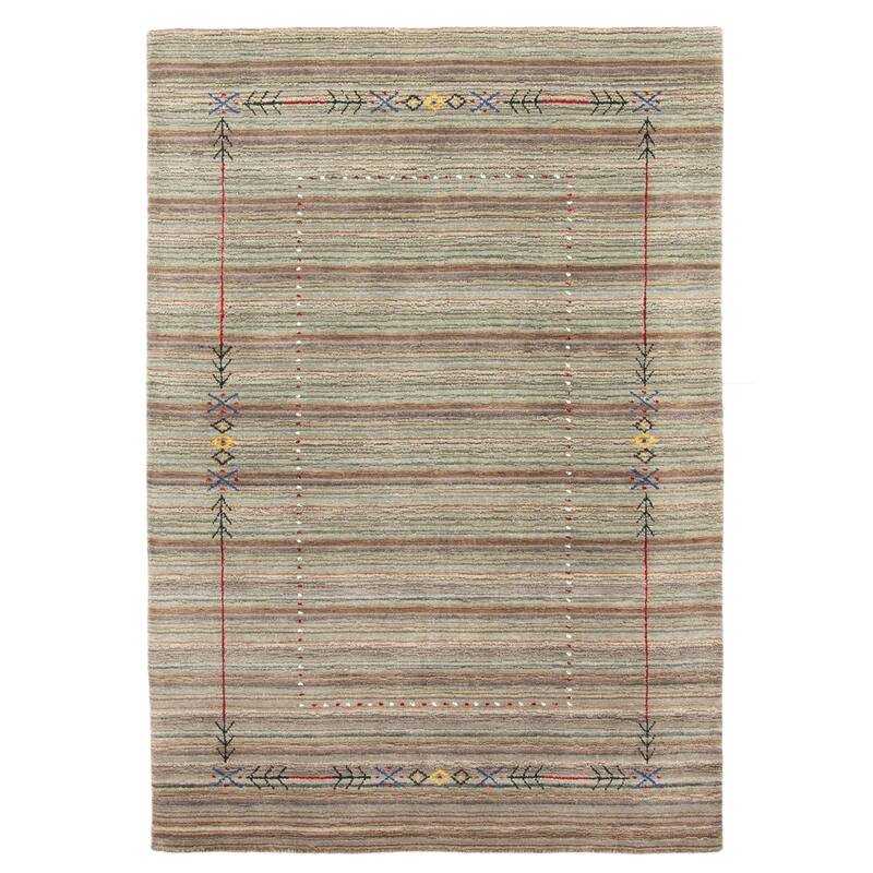 ECARPETGALLERY Hand Loomed Kashkuli Gabbeh Light Green Wool Rug - 4'0 x 5'9