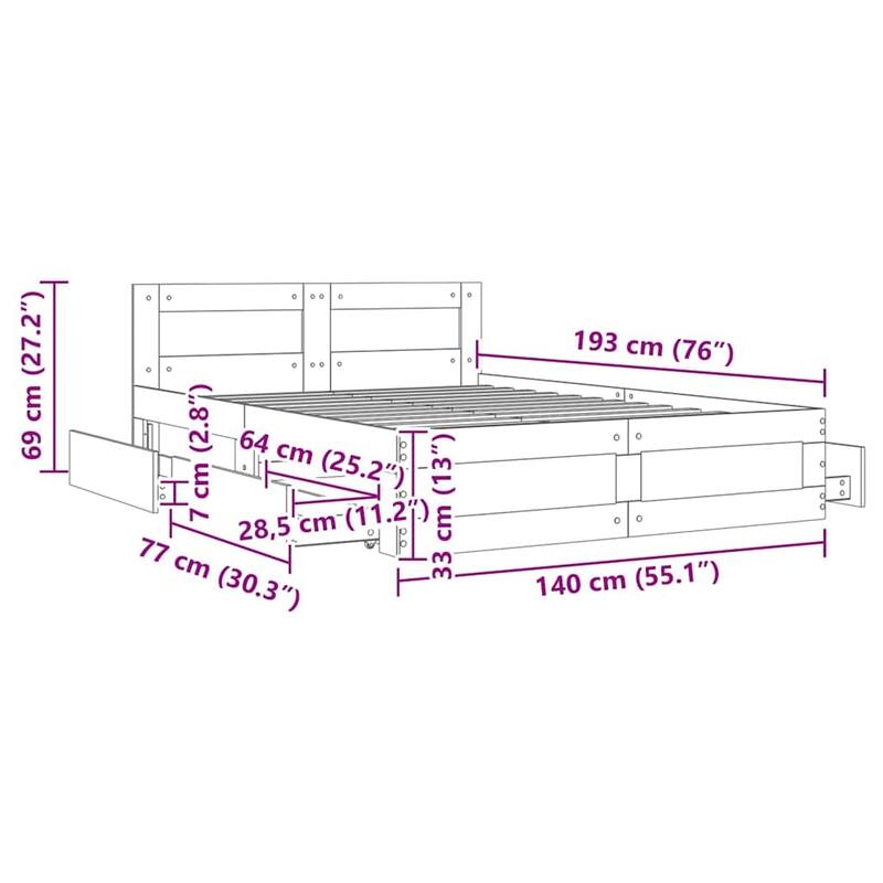 vidaXL Bed Frame 2 pcs Engineered Wood