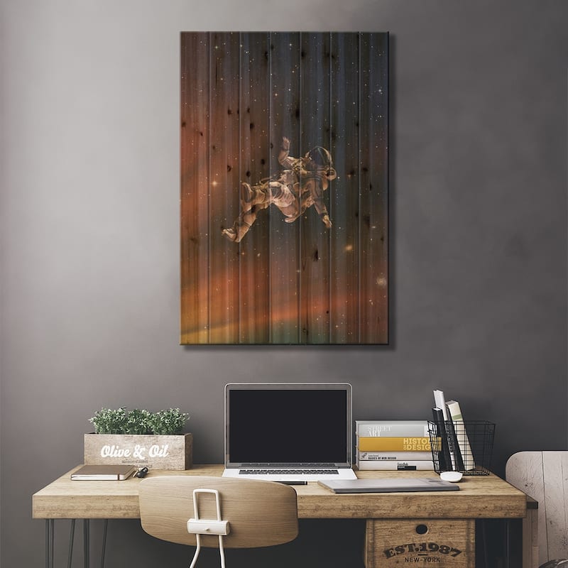 Lost In Space Print On Wood by Andreas Lie - Multi-Color