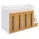 preview thumbnail 10 of 38, Stairway Twin Size Loft Bed with Pull-Out Wardrobes and Storage Shelves, Solid Wood Loft Bedframe w/ Two-Tone Storage Staircase