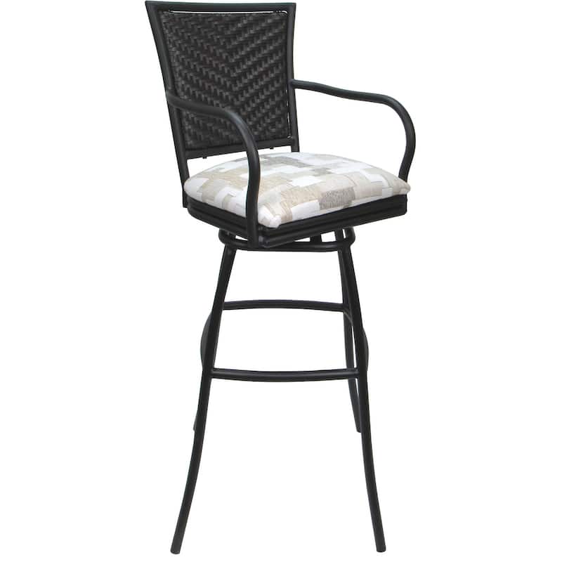 Outdoor Indoor Bar Stool Counter, Extra Tall - Erin with Arms - Craftsman Whitelinen - Gray - Counter Height