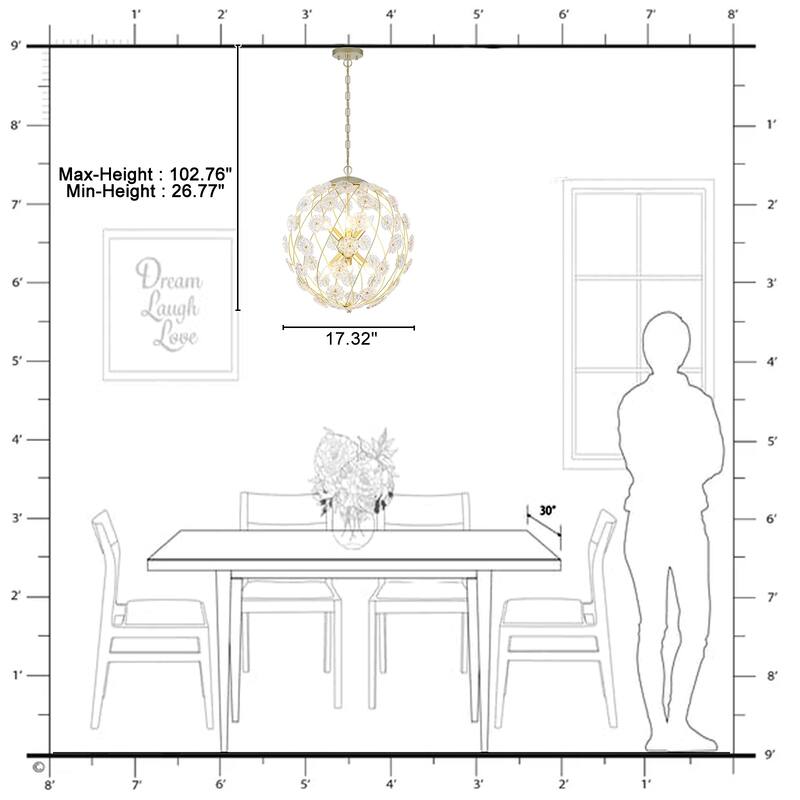 Modern 6-Light Glass Flower Globe Pendant Chandelier for Dining Room