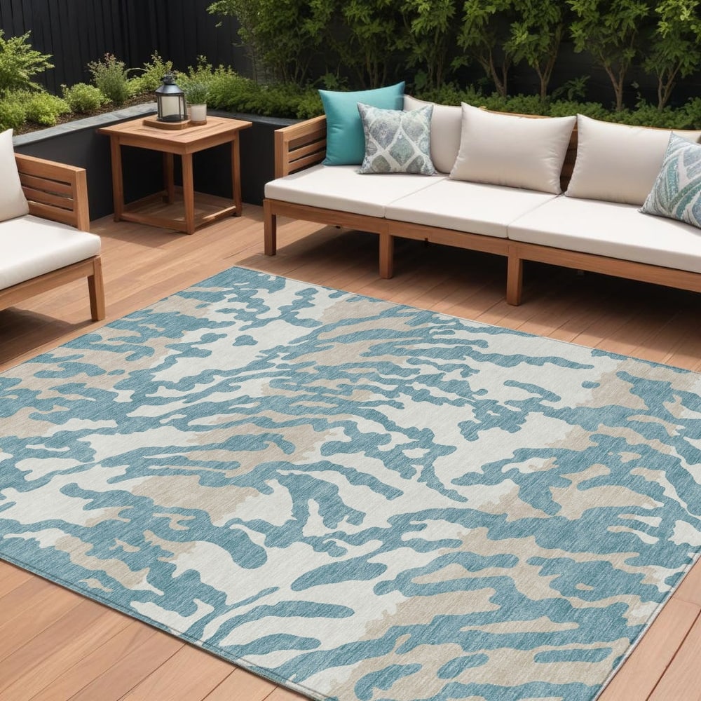 HomeRoots Animal Print Transitional Rectangle Outdoor Rug