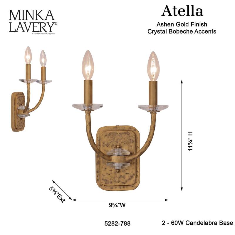 Minka Lavery 5282 Atella 2 Light 12" Tall Wall Sconce