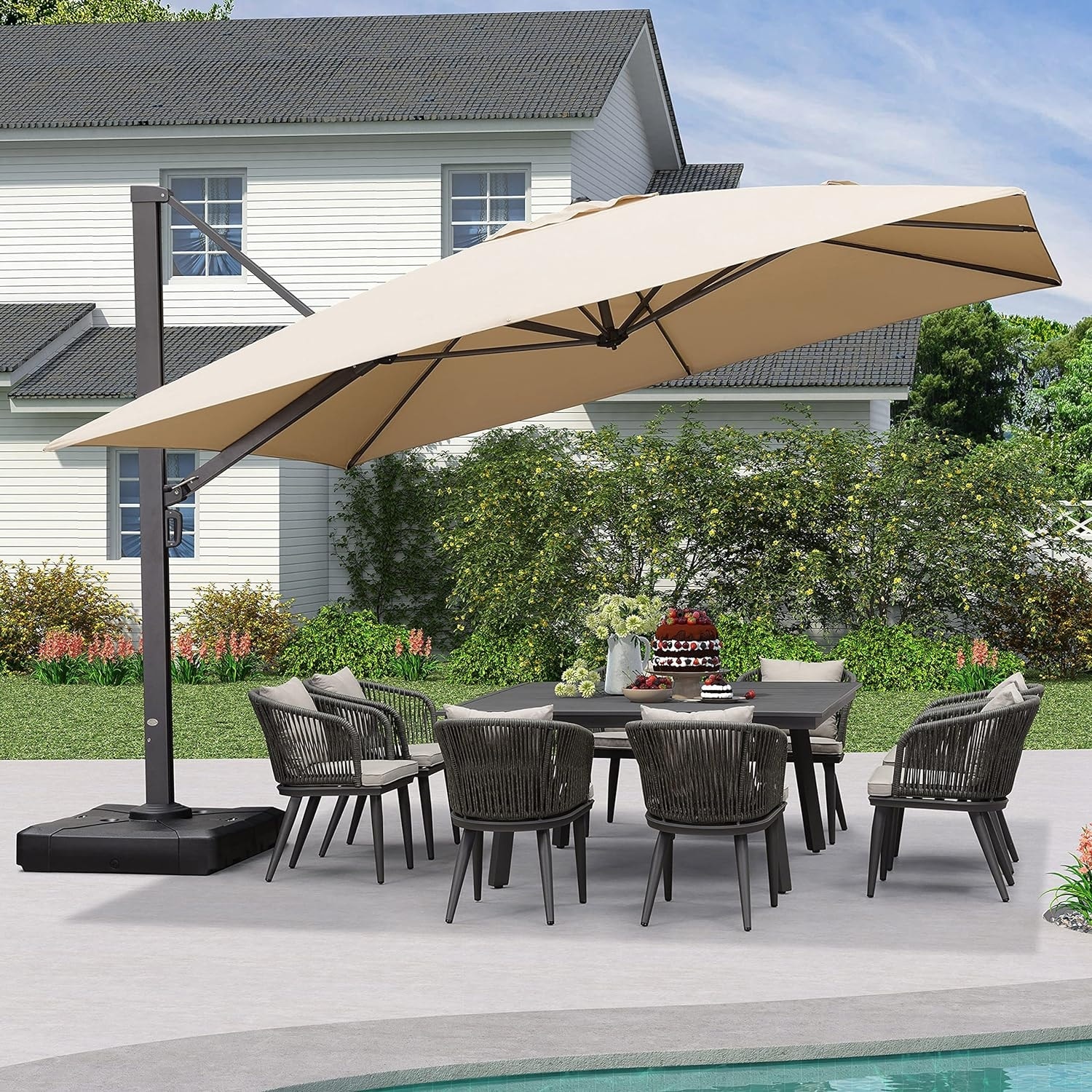 PURPLE LEAF Patio Cantilever Offset Umbrella 360 degree Rotation