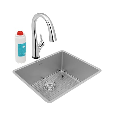 Elkay Crosstown 18 Gauge Stainless Steel 22-1/2" x 18-1/2" x 9", Single Bowl Undermount Sink Kit with Filtered Faucet