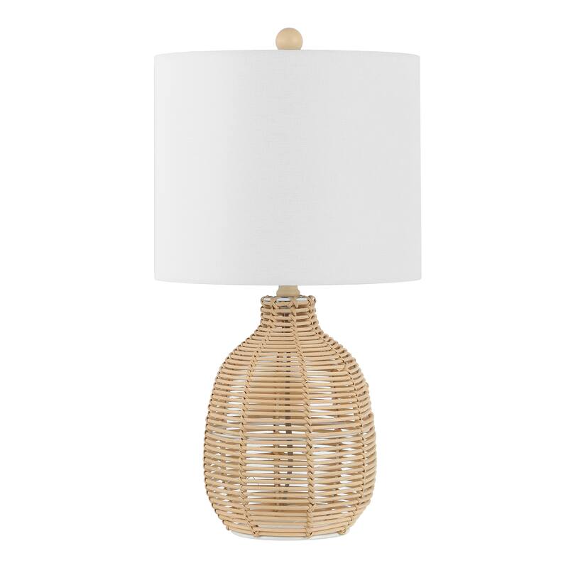SAFAVIEH Lighting Oroya Tropical Coastal Boho Rattan 23-inch Table Lamp - 12 in. W x 12 in. D x 23 in. H