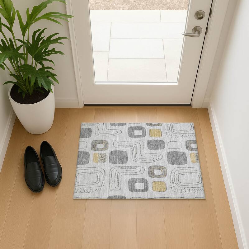 Premium Washable Super Soft Contemporary Elements Mayfield Rug - Gray - 1'8" x 2'6"