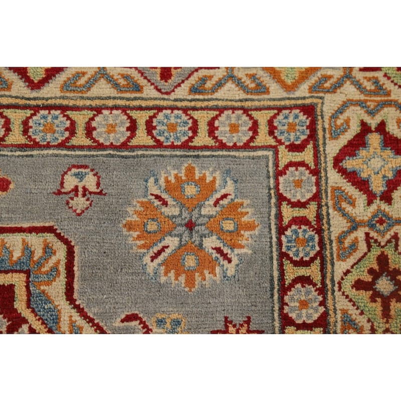Kazak Accent Rug Handmade Traditional Grey Wool Carpet - 4'1" x 6'0"