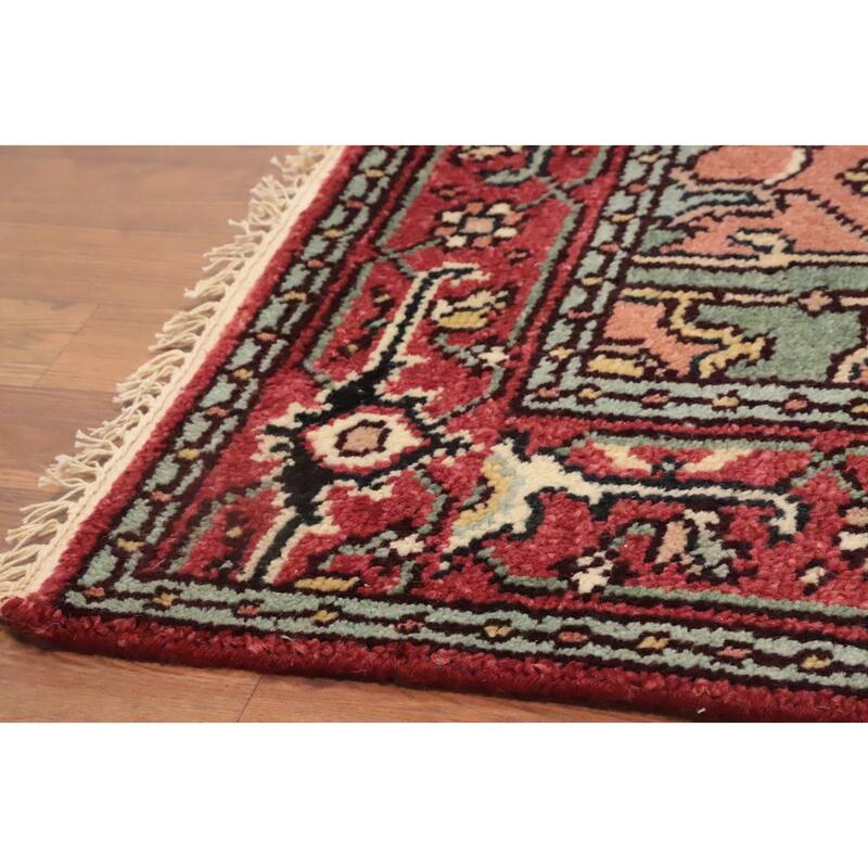 Hand Knotted Oriental 100% Wool Carpet Traditional Medallion Beige & Ivories Heriz (serapi) Area Rug - 6' 1'' X 3' 11''