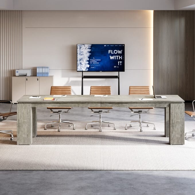 86-Inch Industrial Conference Table, Extra Long Office Meeting Table