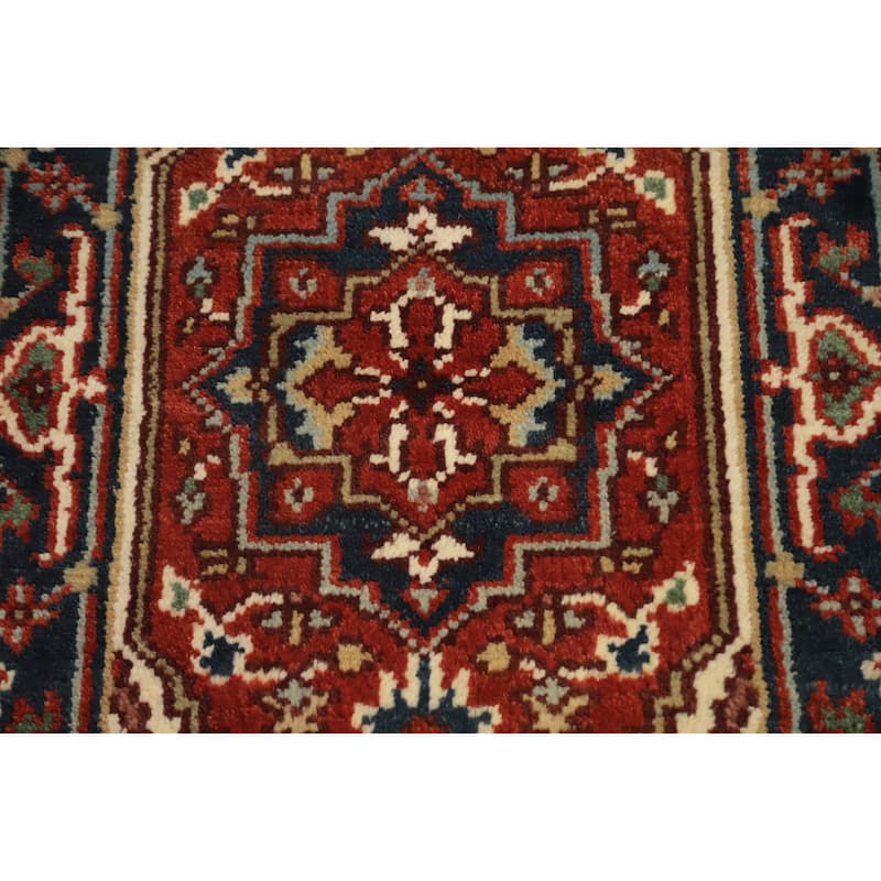 Hand Knotted Oriental 100% Wool Carpet Traditional Medallion Oranges & Rust Heriz (serapi) Area Rug - 3' 0'' X 2' 0''
