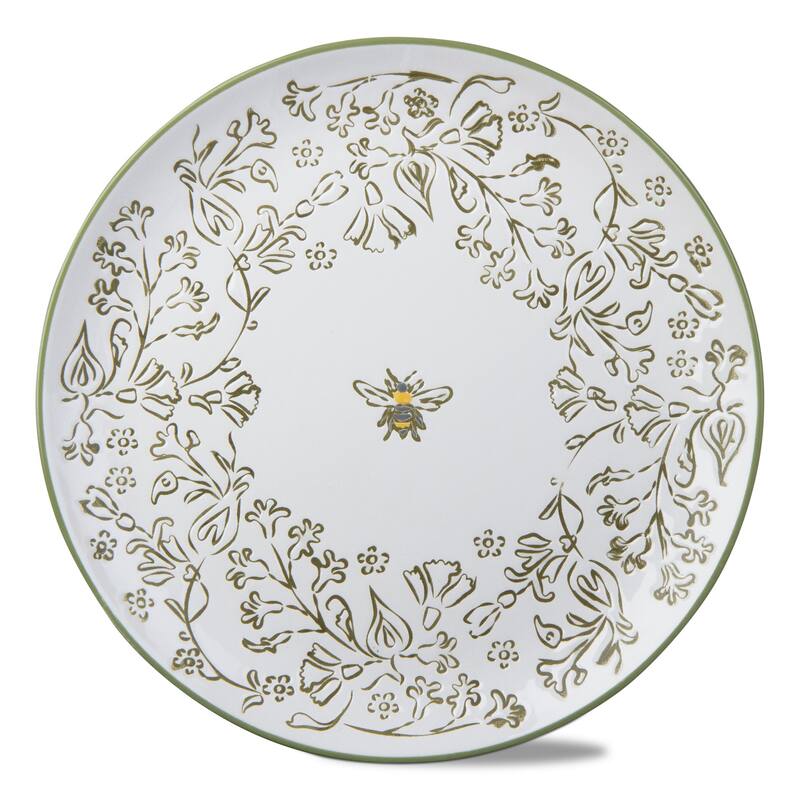 Honeysuckle 8-Inch Appetizer Plates - Green Multi Ceramic Dining Plates, Dishwasher Safe, Perfect for Everyday Use