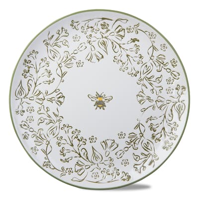 Honeysuckle 8-Inch Appetizer Plates - Green Multi Ceramic Dining Plates, Dishwasher Safe, Perfect for Everyday Use