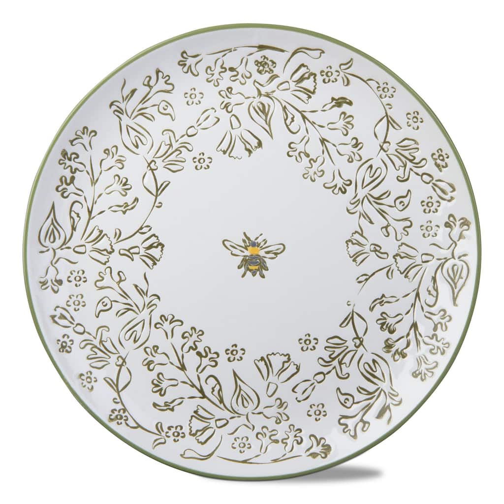 Honeysuckle 8-Inch Appetizer Plates - Green Multi Ceramic Dining Plates, Dishwasher Safe, Perfect for Everyday Use