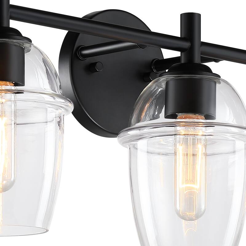 Summer Jazz 24 in. 3-Light Matte Black Vanity Light with Clear Glass Shades for Bathrooms
