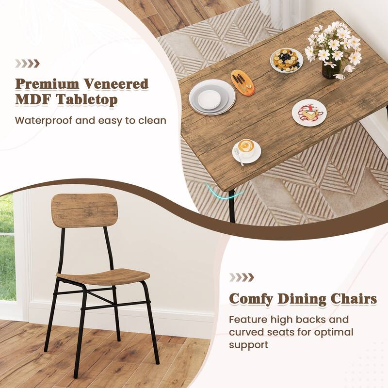 Gymax Dining Table Set for 4 Dining Room Kitchen Table w/ Bench 2