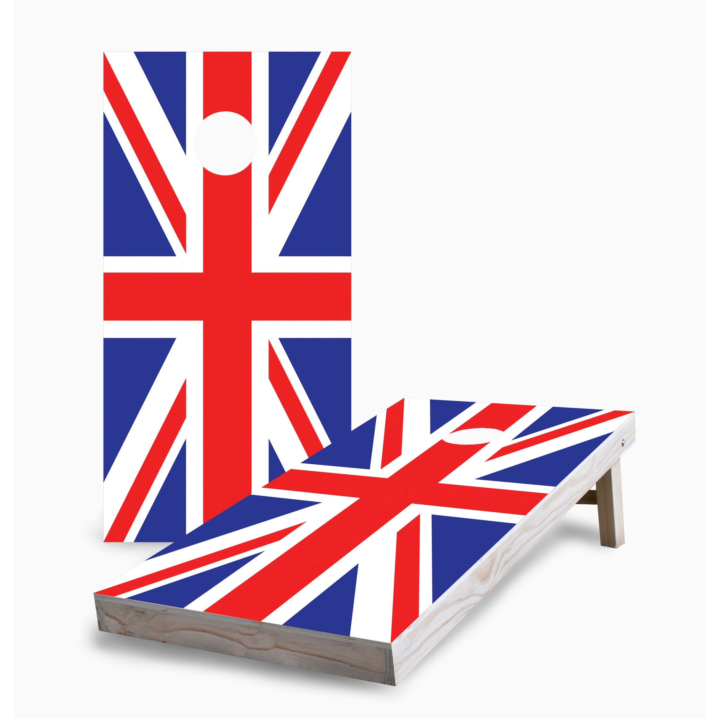 British Flag Corn Hole Board Set w Case & Lights