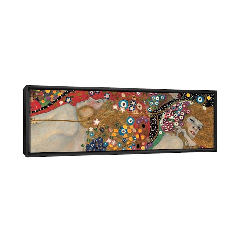 iCanvas "Sea Serpents, Detail I" by Gustav Klimt Framed Canvas Print - 16x48 - Black
